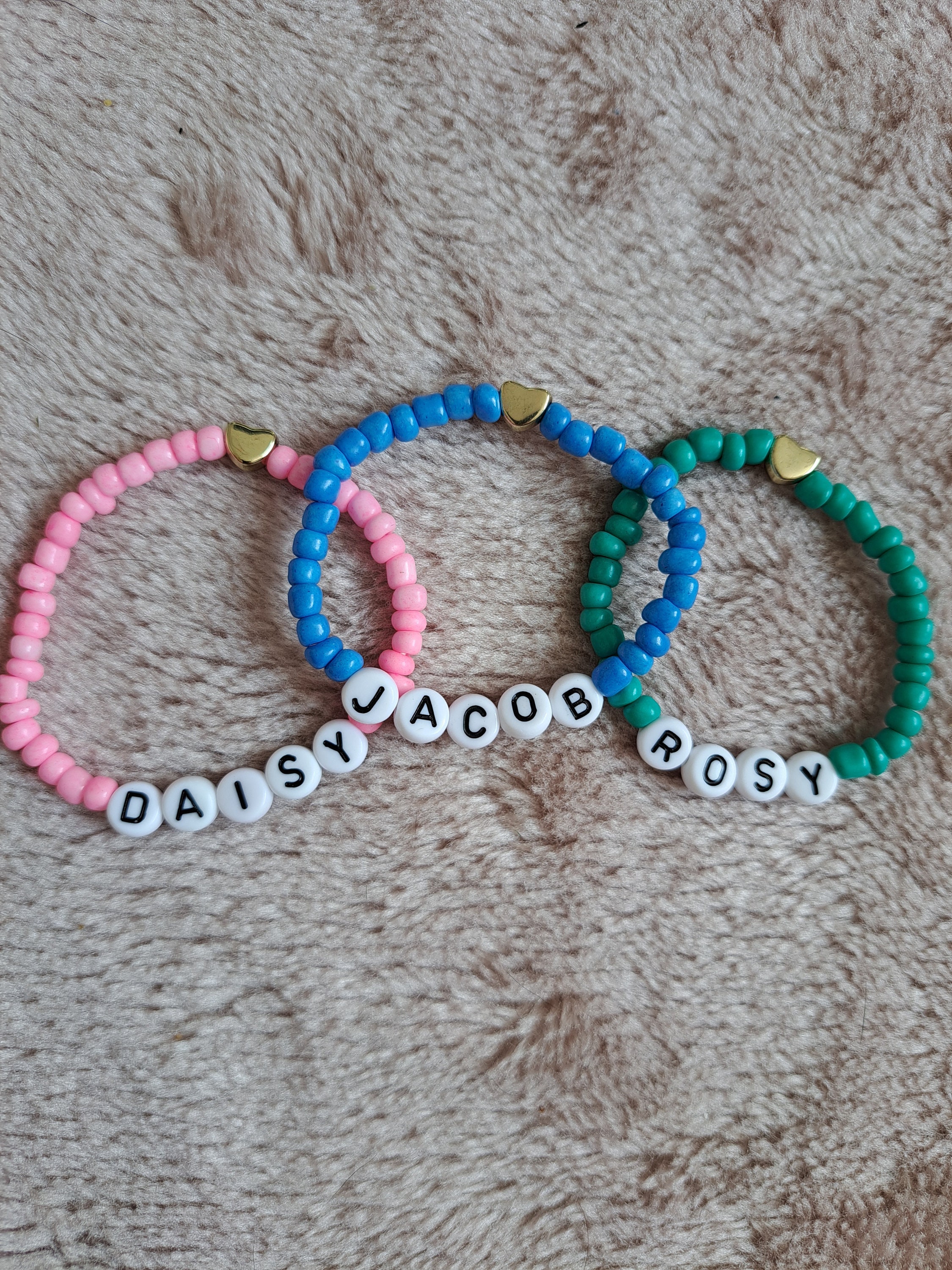 Personalised Beaded Bracelets, Name Bracelet, Beads, Charity