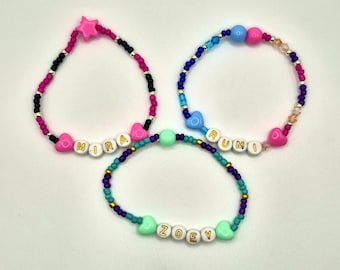 Pulseiras com nome de caçador de demônios Kpop – Personalizadas à mão - Huntrix - Rumi - Zoey - Mira