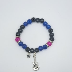 Music inspired glass bead bracelet, guitar, music lover