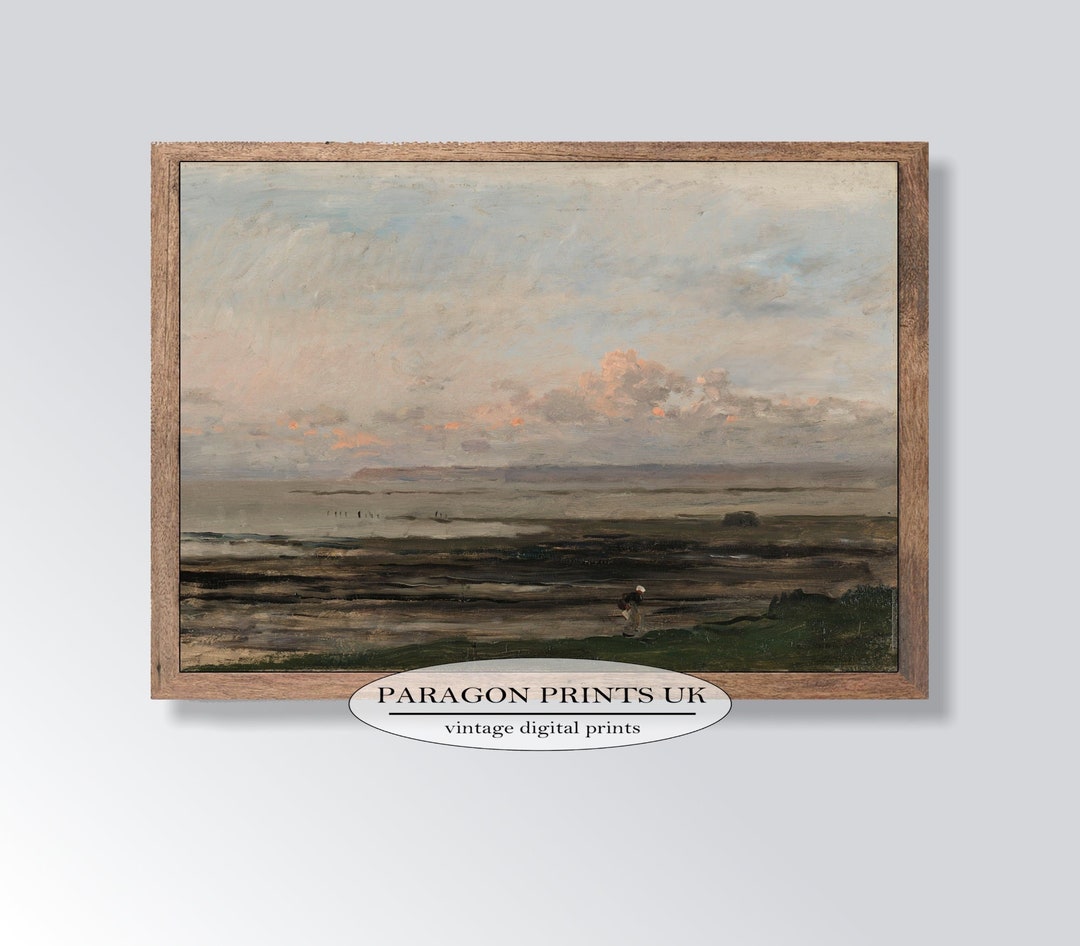 Moody Beach Oil Painting Vintage Beach Art Antique Coastal Etsy