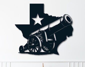 Texas Wall Art dxf, svg, eps, ai and pdf files for laser cutting, cnc cutting, Texas map wall art, Texas flag dxf, Cannon wall art dxf
