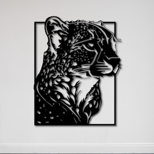 Cheetah Wall Art, Laser Cut Files (svg, dxf, eps, ai, pdf)