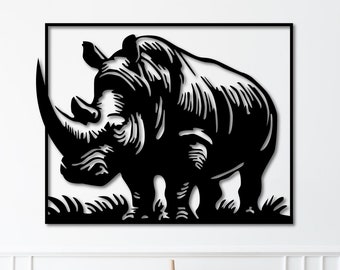 Rhino Laser Cut Wall Art, Vector Files (Digital Download)