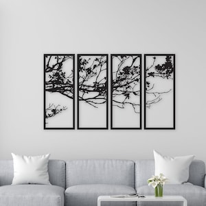 Boomtakken muur kunst dxf, svg, pdf, ai en eps-bestanden voor snijmachines, lasergesneden bestand, cnc-bestand, woondecoratie boom, boom paneel svg