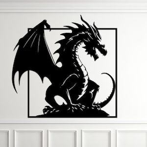 Drachen Laser geschnitten Wand Dekor DXF SVG Eps Ai Pdf-Dateien für Laser Cut, CNC Cut, Cricut schneiden, Drachen dxf, Drachen svg, Drachen vektor