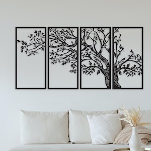 Boom paneel kunst aan de muur dxf, svg, eps, ai en pdf-bestanden voor lasersnijden. Boomtakken, levensboom wanddecor