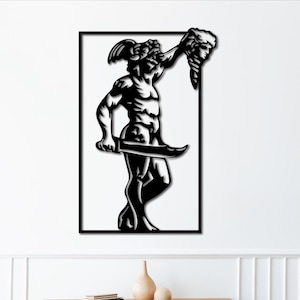 Greek God Perseus wall art svg,dxf, EPS,AI and PDF files,mythological wall art dxf,laser cut files, printing Vector files,