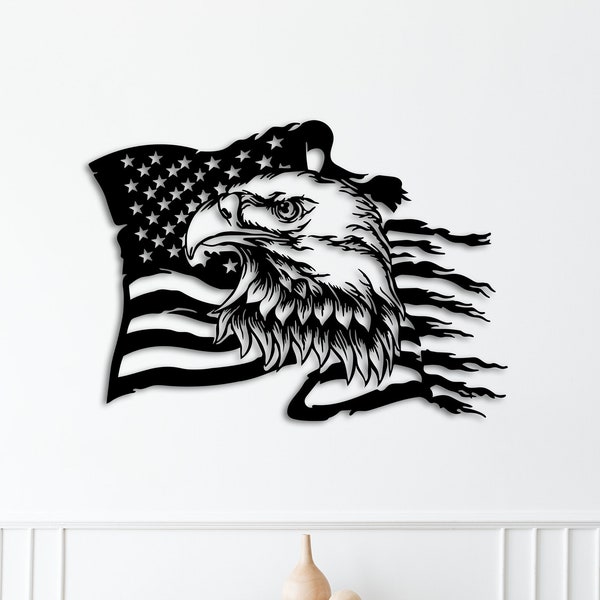 USA flag and American Eagle Wall Art dxf, svg, eps, AI and PDF files for laser cutting, cnc cutting, digital download, usa, eagle