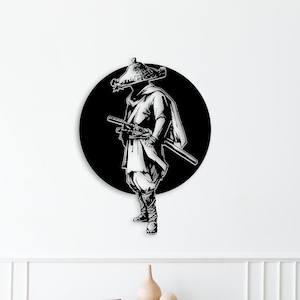 Ronin and Japanese Sun Wall Art dxf, svg, eps, ai and pdf files for laser cutting, cnc cuttşng, sword svg, samurai svg, decorative dxf