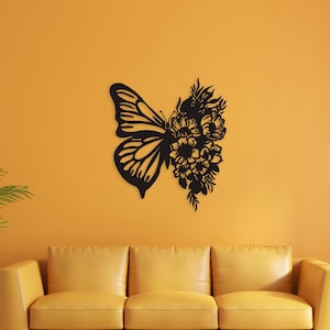 Butterfly Flower wall art svg,dxf, EPS,AI and PDF files,wall art dxf,laser cut files,Vector files,Butterfly wall art dxf Flower wall art svg
