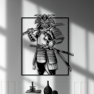 Samurai Dxf,svg,eps,ai and PDF files for laser cutting, CNC Cutting, Samurai laser cut svg, Japanese Warrior, Japanese Art
