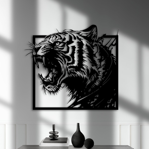 Tiger Wall Art dxf,svg,eps,ai and pdf files for laser cutting, cnc cutting, Tiger SVG, Wild Animal dxf, Home Decor, Decorative Wall Art