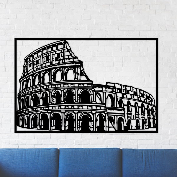 Rome Colosseum Wall Art dxf, svg, eps, ai and pdf files for laser cutting, CNC Cutting, Rome Skyline, City Symbols, Colosseum svg