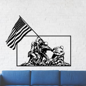 USA Flag and American Soldiers Wall Art dxf, svg,eps,ai and pdf files for laser cutting,CNC Cutting, Usa dxf, Flag svg,Framed and Unframed