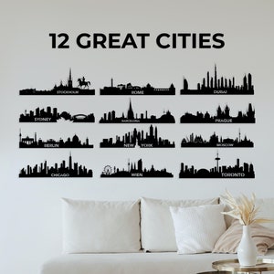 City Skyline silhouette wall art,dxf,pdf,ai,svg,eps,Moscow,Stockholm,Wien,Berlin,Barcelona,Rome,Toronto,Chicago,Dubai,Sydney,Prague,New York