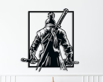 Japanese Warrior Samurai Wall Art Dxf, svg, eps, ai and pdf files for laser cutting, CNC Cutting, Samurai Wall Decor DXF, Japanese art