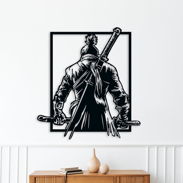 Japanese Warrior Samurai Wall Art Dxf, svg, eps, ai and pdf files for laser cutting, CNC Cutting, Samurai Wall Decor DXF, Japanese art