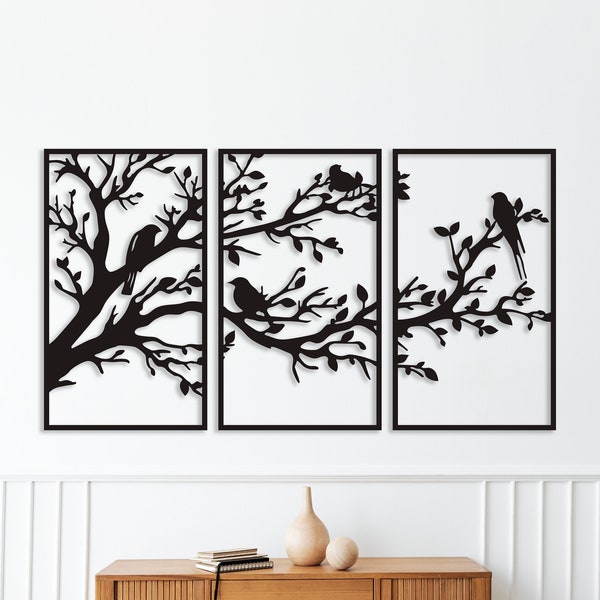 Birds on Tree Branches Wall Art dxf,svg,eps,ai and pdf files for laser cut, cnc cut, plasma cut, tree wall art dxf, wall decor, home decor