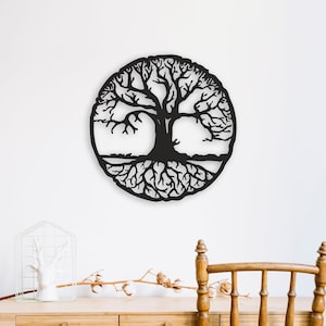 Baum des Lebens Wandkunst Dxf-, SVG-, eps-, Ai- und Pdf-Dateien für Laserschnitt, Cnc-Schnitt, Schneidemaschinendateien, Baum Wanddekor Dxf, Baum-Panel svg