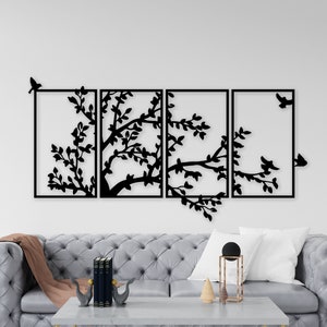 Tree and Birds Wall Art dxf,svg,eps,ai and pdf files for laser cutting,cnc cutting, Tree Wall Decor, Tree Panel Svg