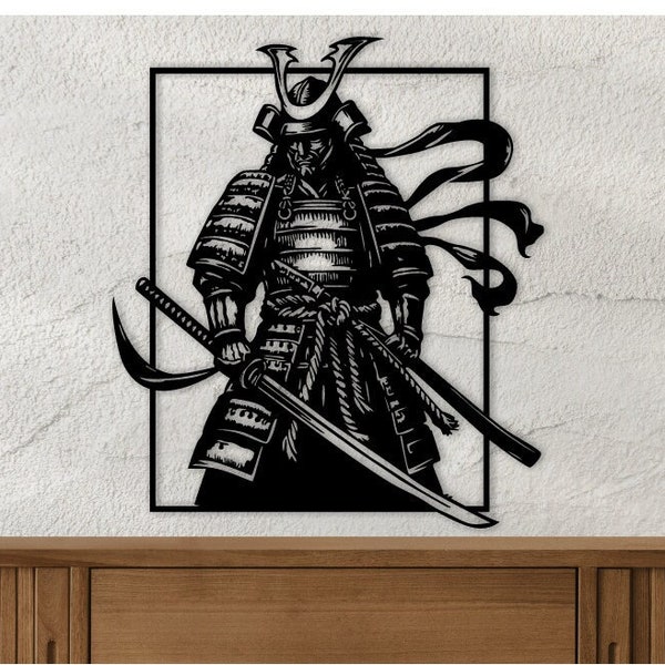 Samurai and Katana Wall Art dxf,svg,eps, ai and PDF files for laser cutting, CNC cutting, Samurai dxf, Japanese Warrior, Japanese Wall Art