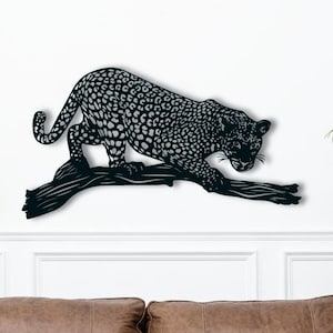Leopard on Branch Wall Art Dxf, Svg, Eps, Ai and PDF files for laser cutting, CNC Cutting, Plasma Cutting, Leopard Wall Decor Dxf