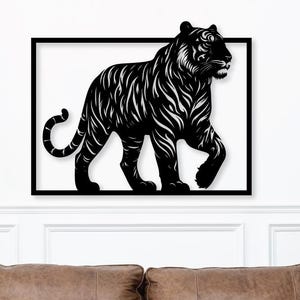 Tiger Laser Cut File SVG DXF, Wildlife CNC Plasma , Wild Animal Silhouette for Cricut, Jungle Tiger Wall Art Design, Instant Download