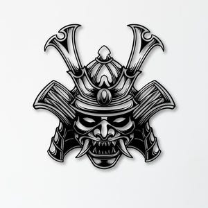 Samurai Oni Mask Wall Art: Laser Cut Files (SVG, DXF, PDF)