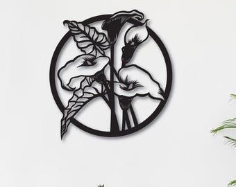 Flower Wall Art dxf,svg,eps,ai and pdf files for laser cut, cnc cut, plasma cut, floral art wall decor dxf, metal art dxf, leaf svg