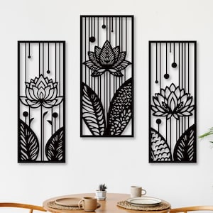Lotus Flower Wall Art: 3-Panel Laser Cut Files (Digital Download)