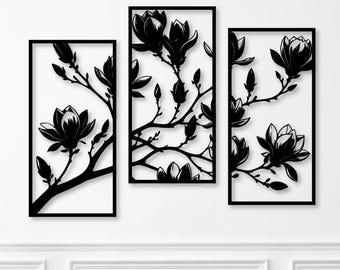Magnolia Branch Wall Art DXF SVG, Floral Laser Cut Files, CNC, Glowforge, Cricut Decor