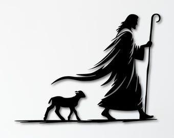 Jesus Shepherd with Lamb SVG DXF – Faith Wall Art Christian Bible Verse Cut File