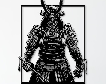 Samurai Warrior Wall Art, Katana Sword Silhouette (SVG DXF)