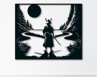 Japanese Warrior Samurai Wall Art Dxf, Svg, Eps, Ai and Pdf Files