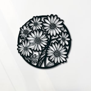 Daisy Flower Laser Cut Wall Art: Floral Panel SVG DXF PDF (Digital Download)