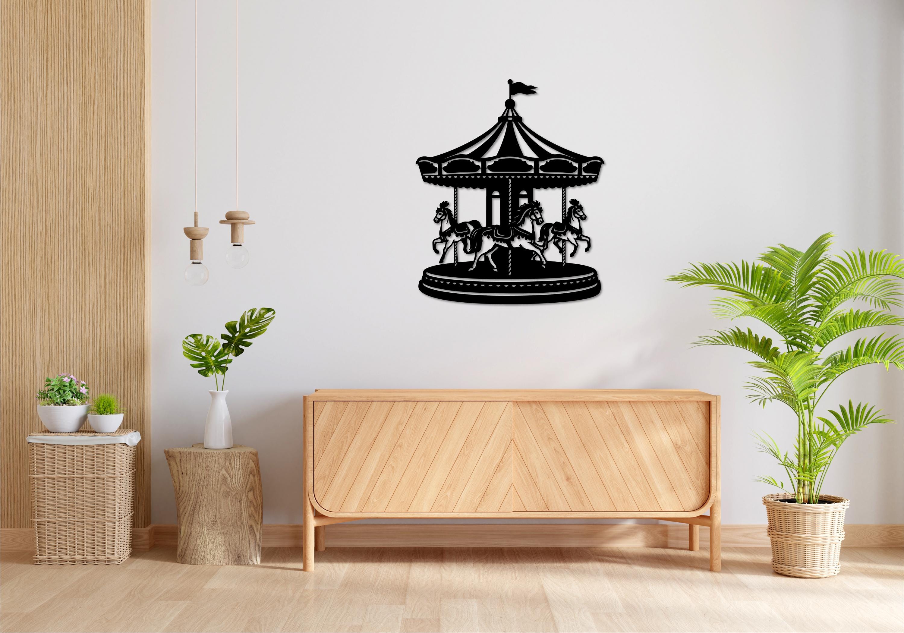 Carousel Laser Cut DXF SVG, Merry Go Round Wall Art, Digital Download ...