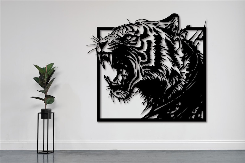 Tiger Wall Art dxf,svg,eps,ai and pdf files for laser cutting, cnc cutting, Tiger SVG, Wild Animal dxf, Home Decor, Decorative Wall Art image 5