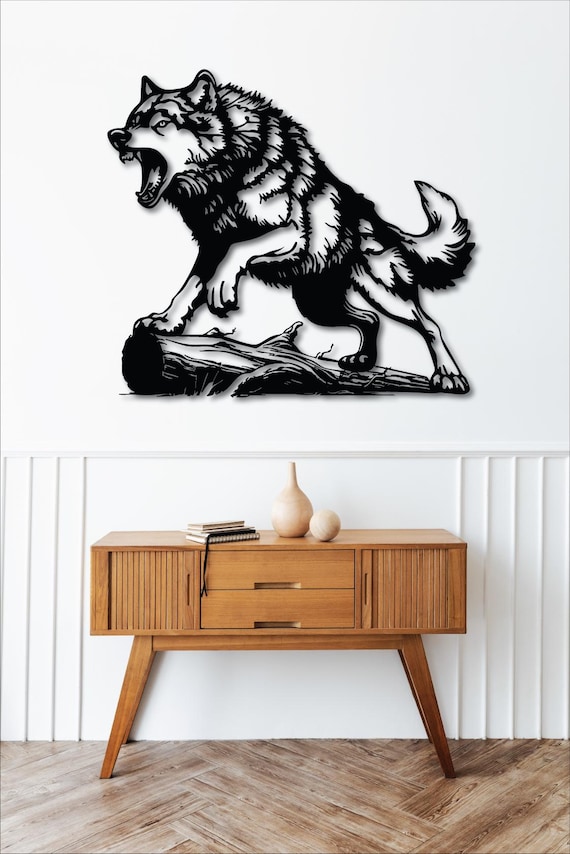 Wolf Silhouette Wall Art | Laser Cut SVG DXF Eps Pdf Files | Digital Download | Home Decor Wall Panel