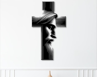 Jesus and Cross Wall Art dxf, svg, eps, ai and pdf files for laser cutting, cnc cutting, cricut cutting, christian  wall art, Christ svg