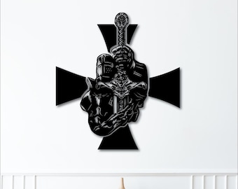 Knight Templar and Cross Wall Art Dxf, svg, eps, AI and PDF files for laser cutting, cnc cutting, templar svg, holy knight svg, christian