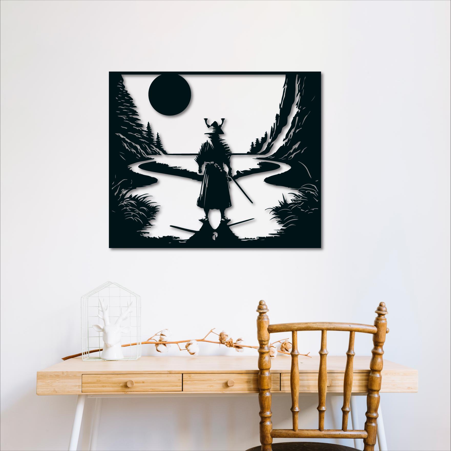 Japanese Warrior Samurai Wall Art Dxf, Svg, Eps, Ai and Pdf Files