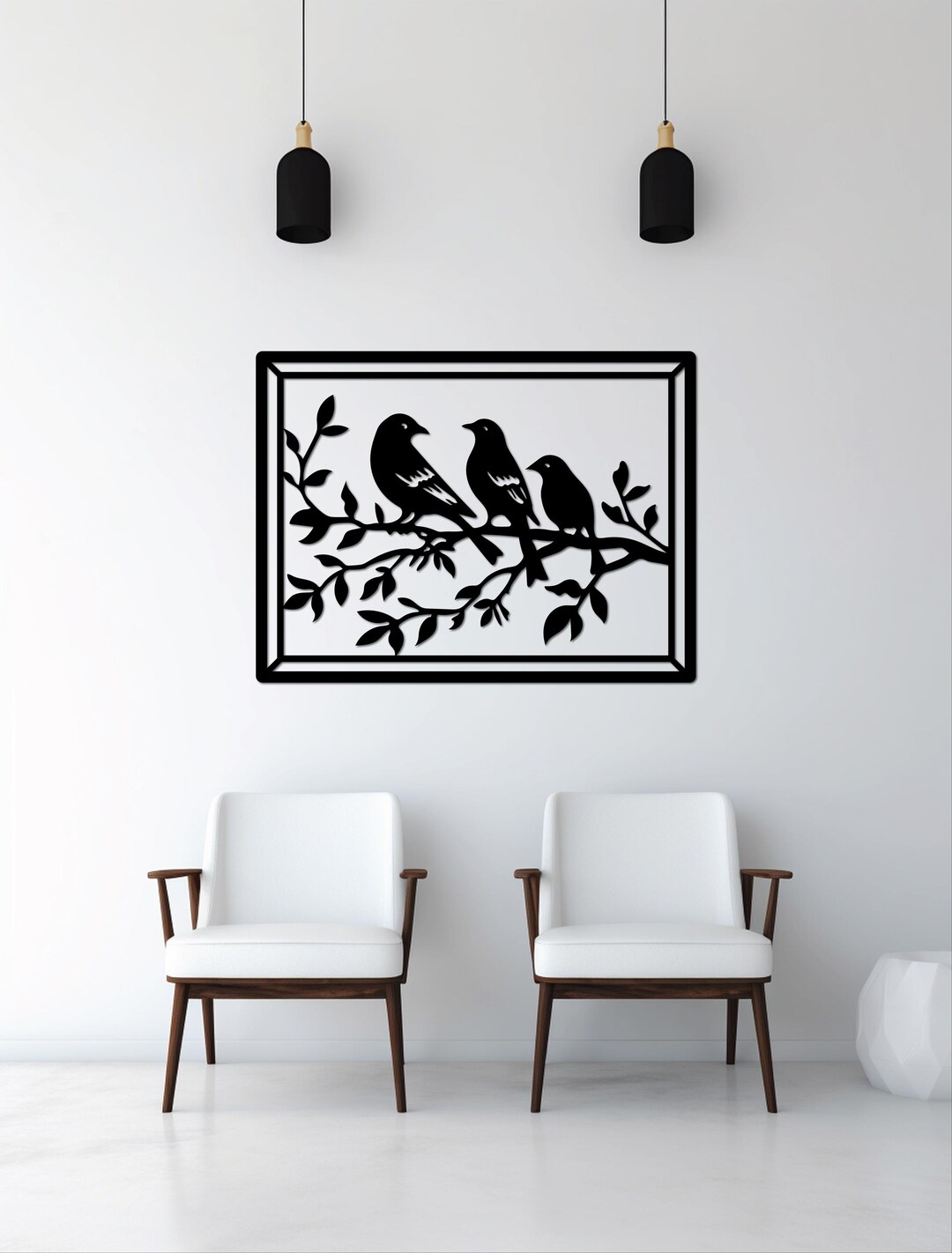 Birds on Branch Laser Cut File: Nature Silhouette Wall Art (digital ...