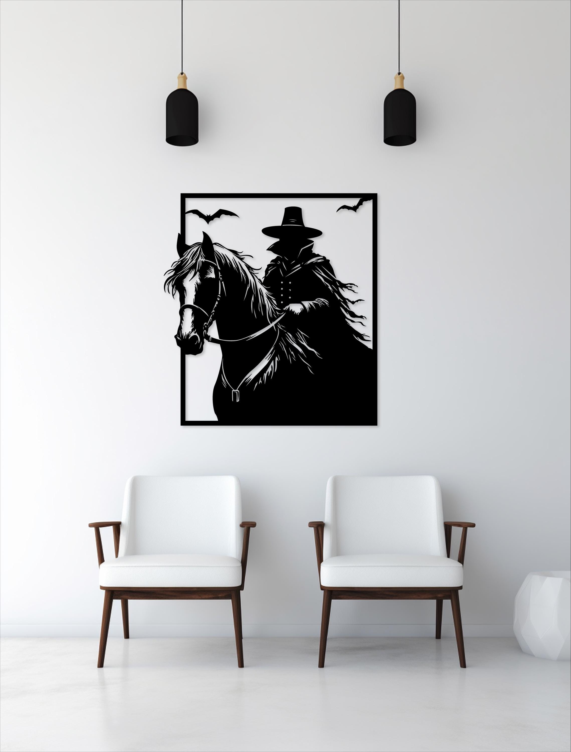 Dark Rider on Horse Wall Art File – Gothic Cowboy Silhouette (digital ...
