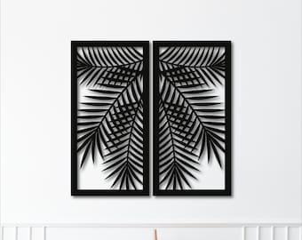 Palm Leaves Panel Laser Cut Wall Art dxf, svg, eps, ai and pdf files for laser cutting, CNC cutting, Cricut, Palm Tree svg, dxf for laser