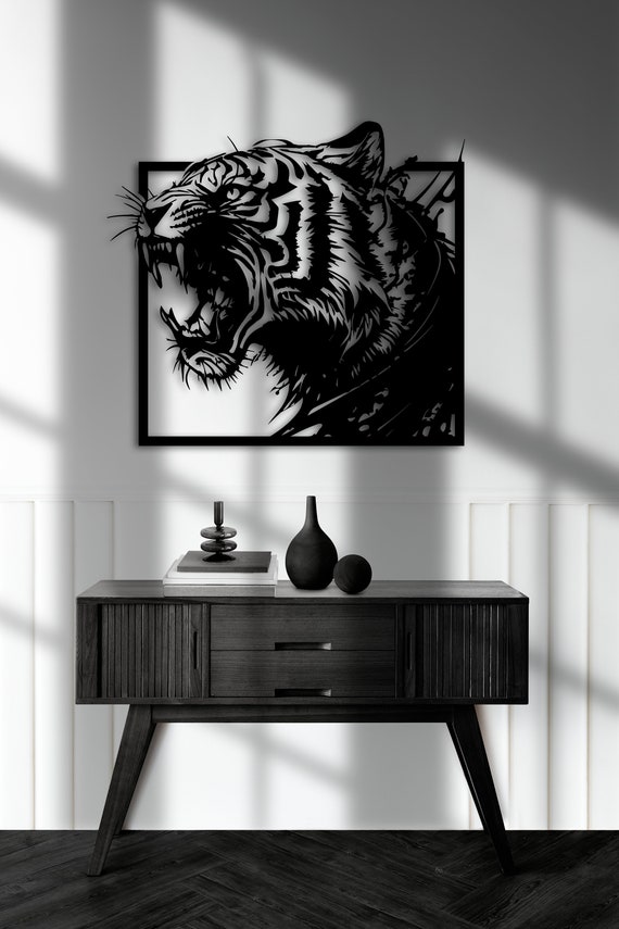 Tiger Wall Art dxf,svg,eps,ai and pdf files for laser cutting, cnc cutting, Tiger SVG, Wild Animal dxf, Home Decor, Decorative Wall Art