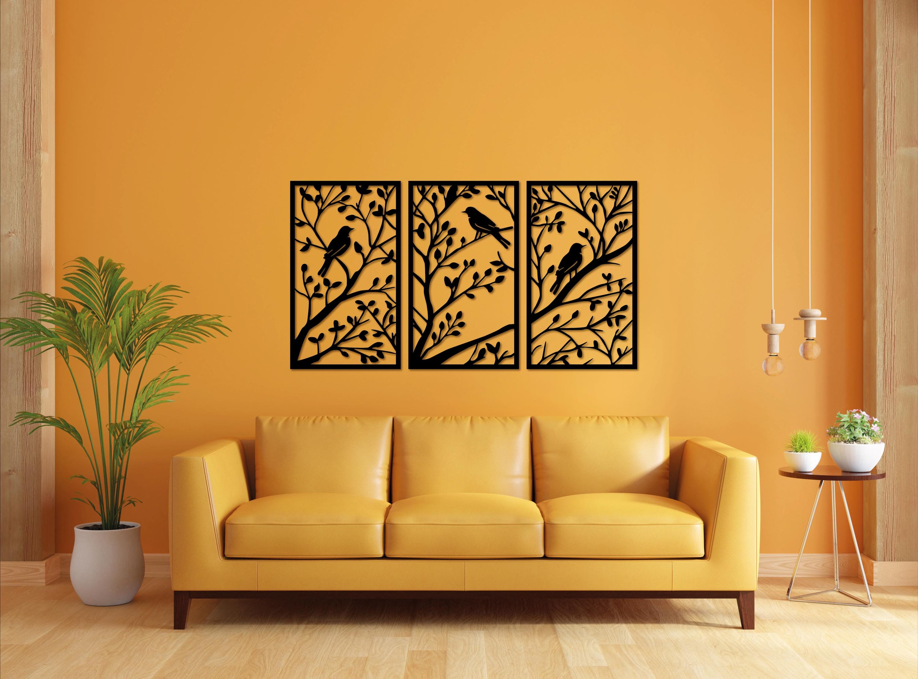 Set of Three Pieces Birds on Tree Branch Wall Art Dxf,svg,eps,ai and ...