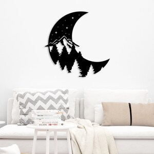 Mond Wand Kunst svg dxf ai eps pdf, Mond Lasercut Datei, Glowforge-Datei, cnc Datei, Mondwald Bergwandkunst, Wanddekor