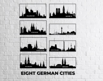 German Cities Skyline Silhouettes Wall Art dxf, svg, eps, ai and pdf files for laser cutting,CNC cutting, Cricut cutting, Germany Silhouette