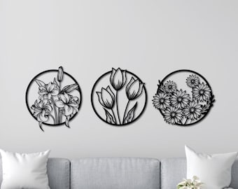 Floral Wall Art, Orchid, Tulip, Daisy, Laser Cut Files (Digital Download)