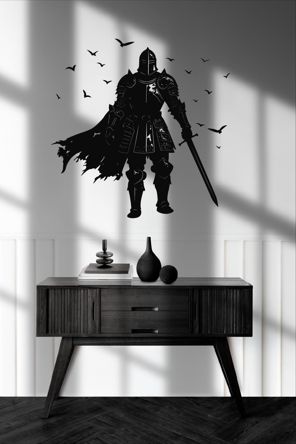 Medieval Knight Wall Art SVG DXF, Dark Fantasy Warrior Laser Cut File ...